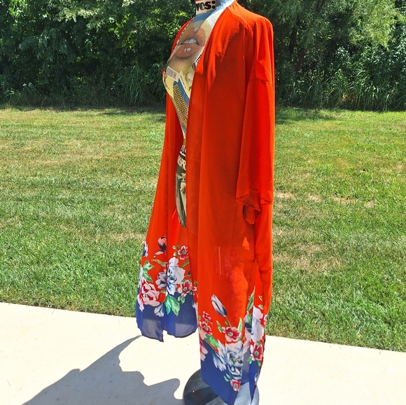 Pioneer Woman L / XL firey orange printed duster - Picture 5 of 10